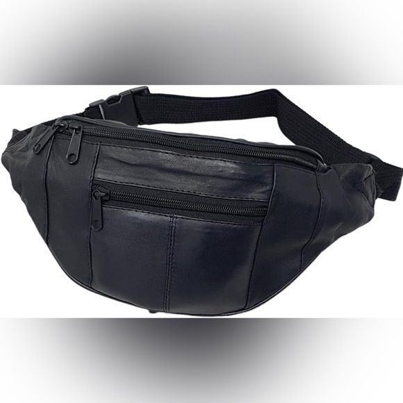 Web Trademark Small Soft Leather Belt Bag - Black